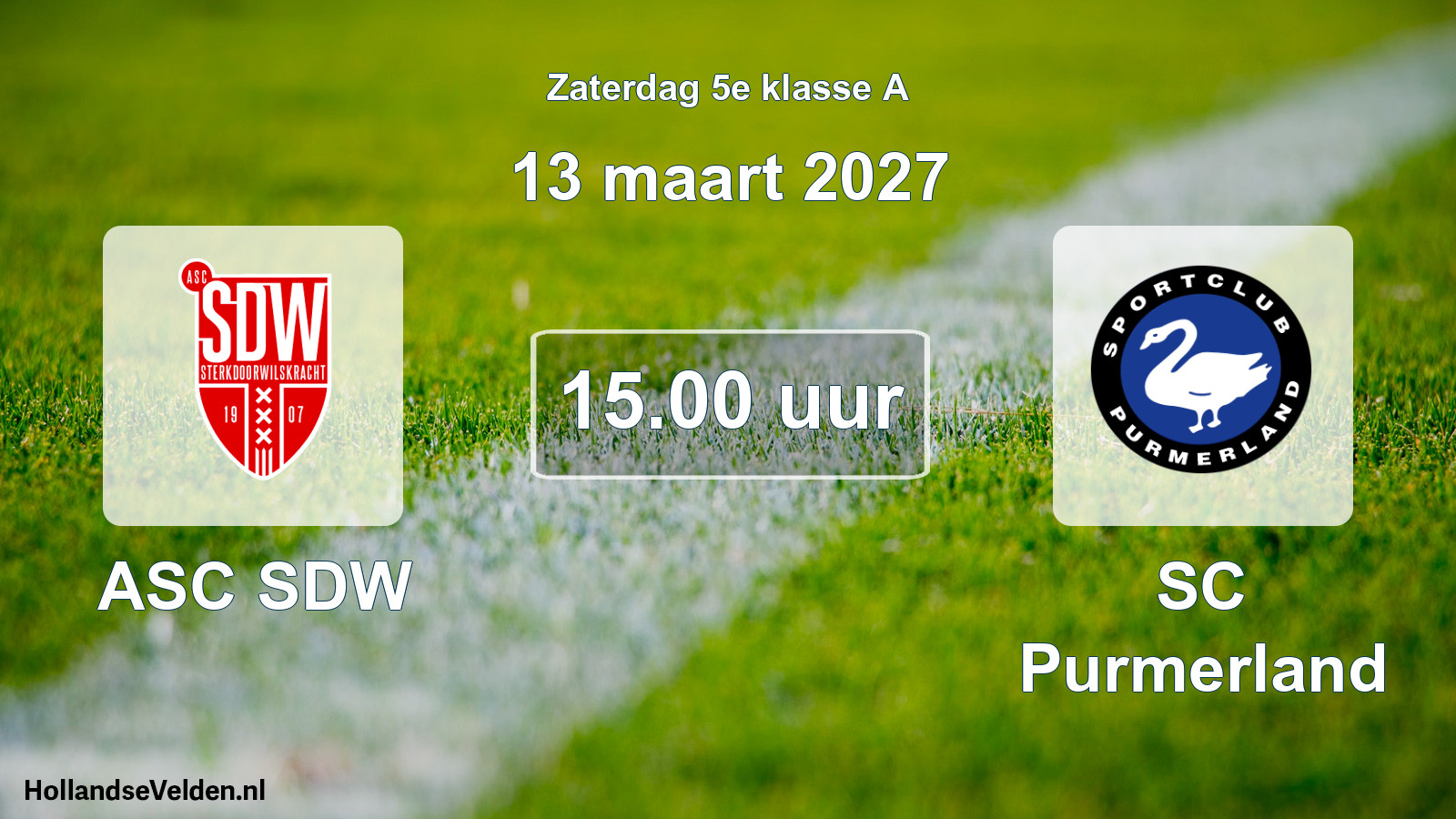 Geplande wedstrijd: ASC SDW - SC Purmerland (13 maart 2027)