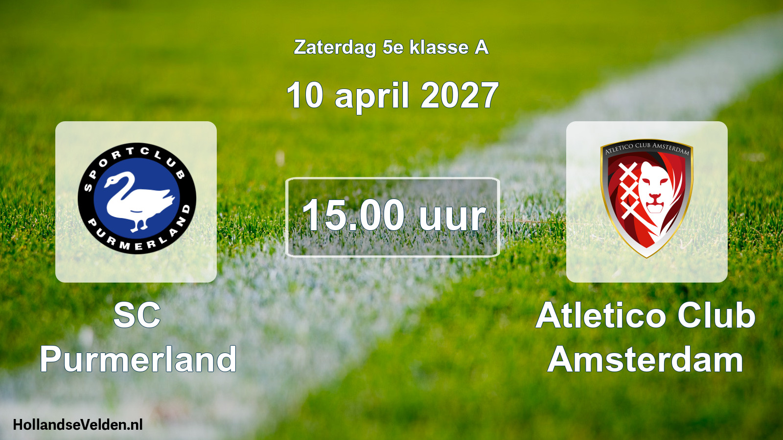 Geplande wedstrijd: SC Purmerland - Atletico Club Amsterdam (10 april 2027)