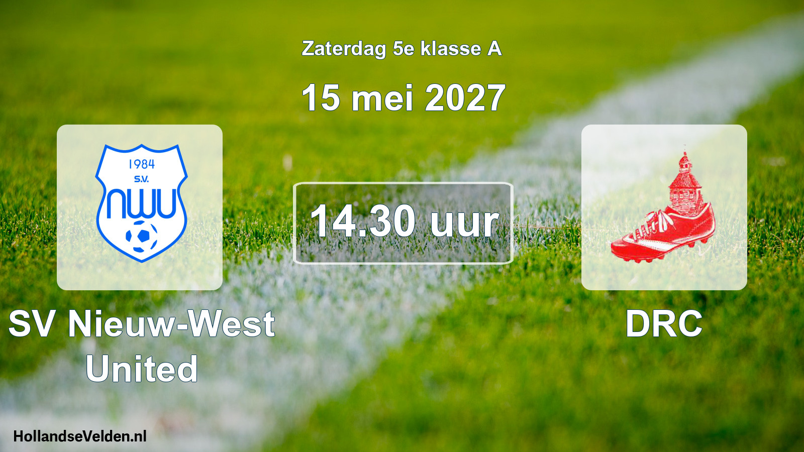 Geplande wedstrijd: SV Nieuw-West United - DRC (15 mei 2027)