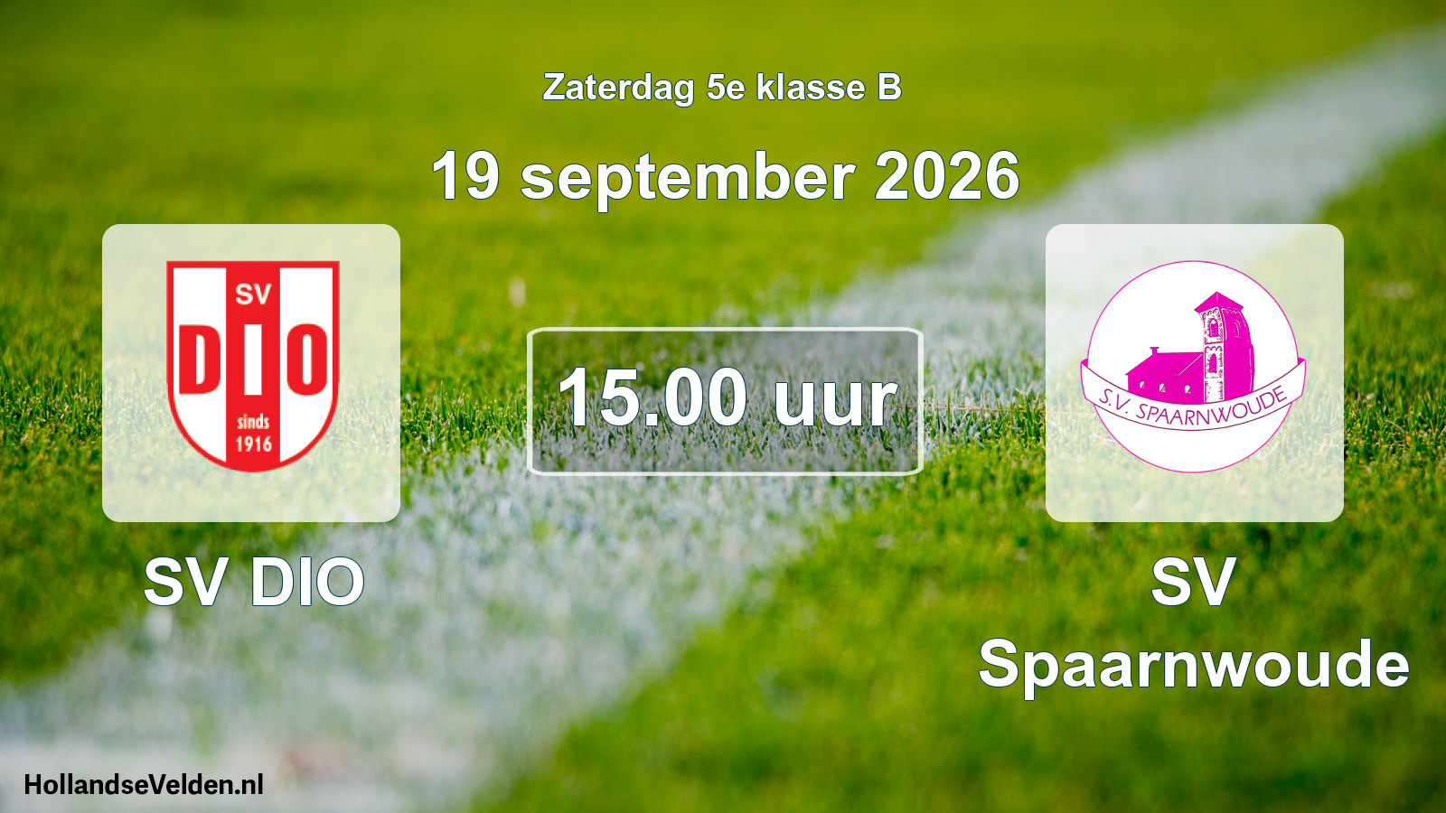 Geplande wedstrijd: SV DIO - SV Spaarnwoude (19 september 2026)
