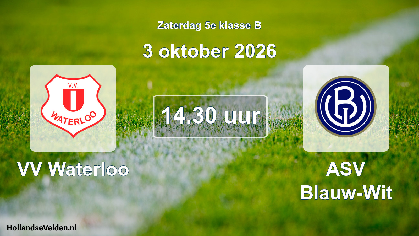 Geplande wedstrijd: VV Waterloo - ASV Blauw-Wit (3 oktober 2026)