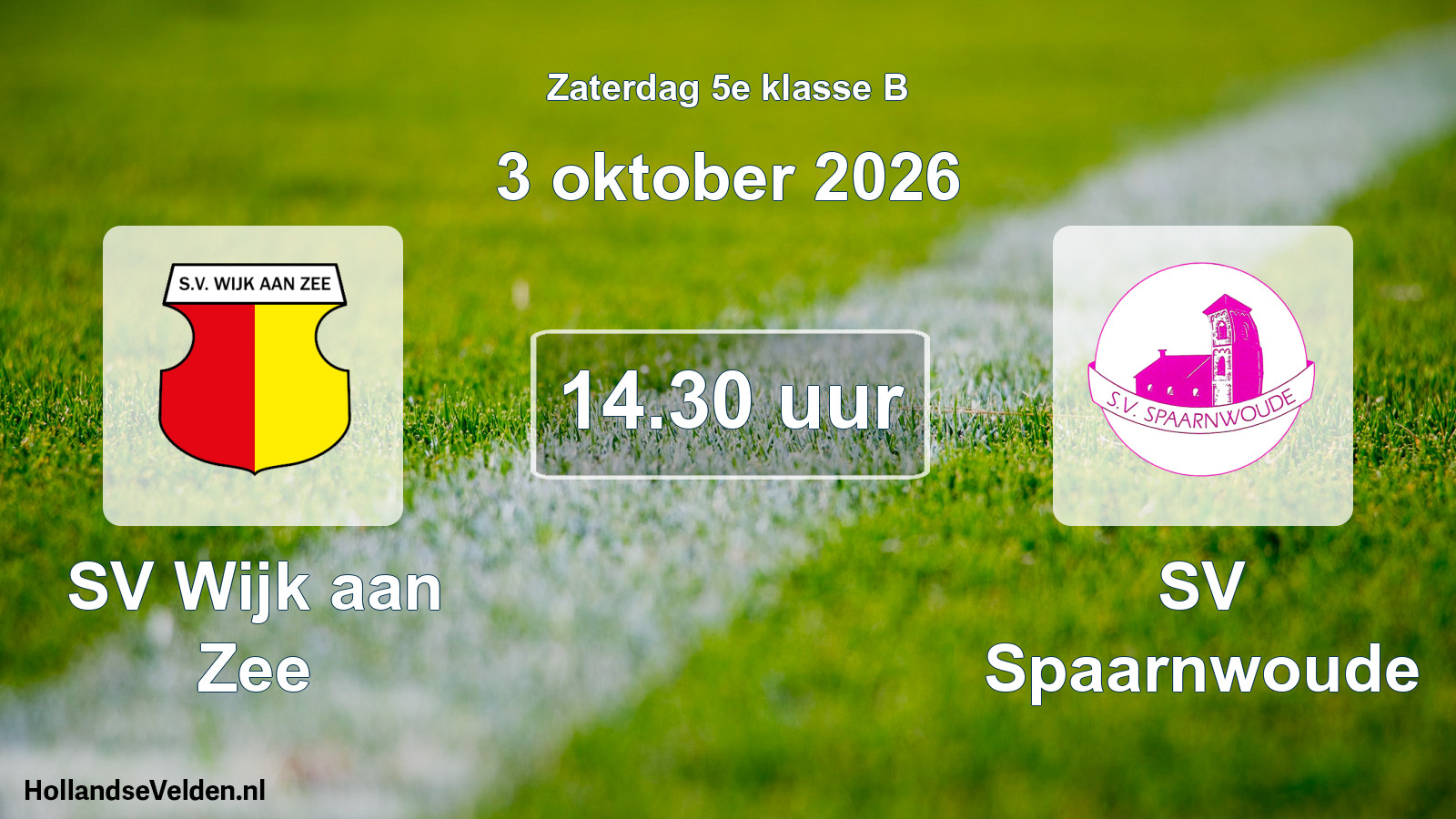 Geplande wedstrijd: SV Wijk aan Zee - SV Spaarnwoude (3 oktober 2026)