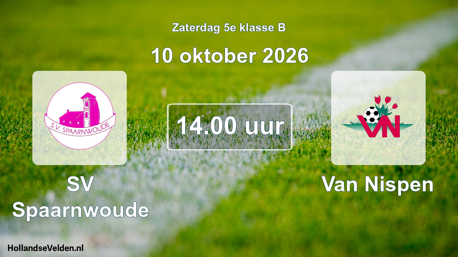 Geplande wedstrijd: SV Spaarnwoude - Van Nispen (10 oktober 2026)