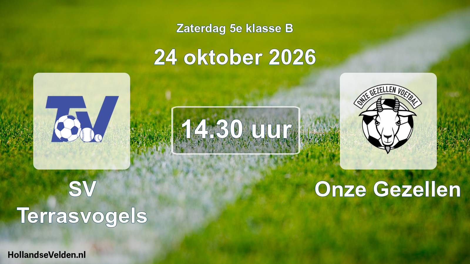 Geplande wedstrijd: SV Terrasvogels - Onze Gezellen (24 oktober 2026)