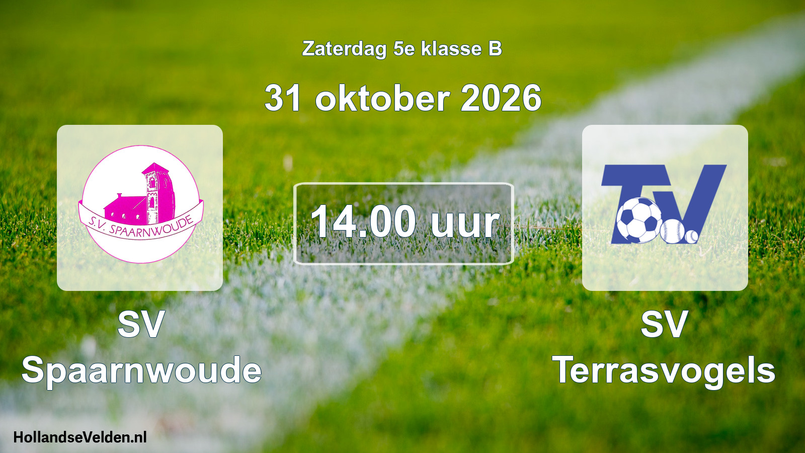 Geplande wedstrijd: SV Spaarnwoude - SV Terrasvogels (31 oktober 2026)