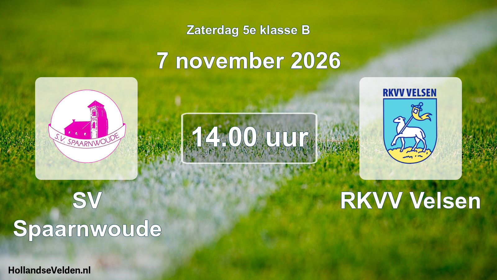 Geplande wedstrijd: SV Spaarnwoude - RKVV Velsen (7 november 2026)