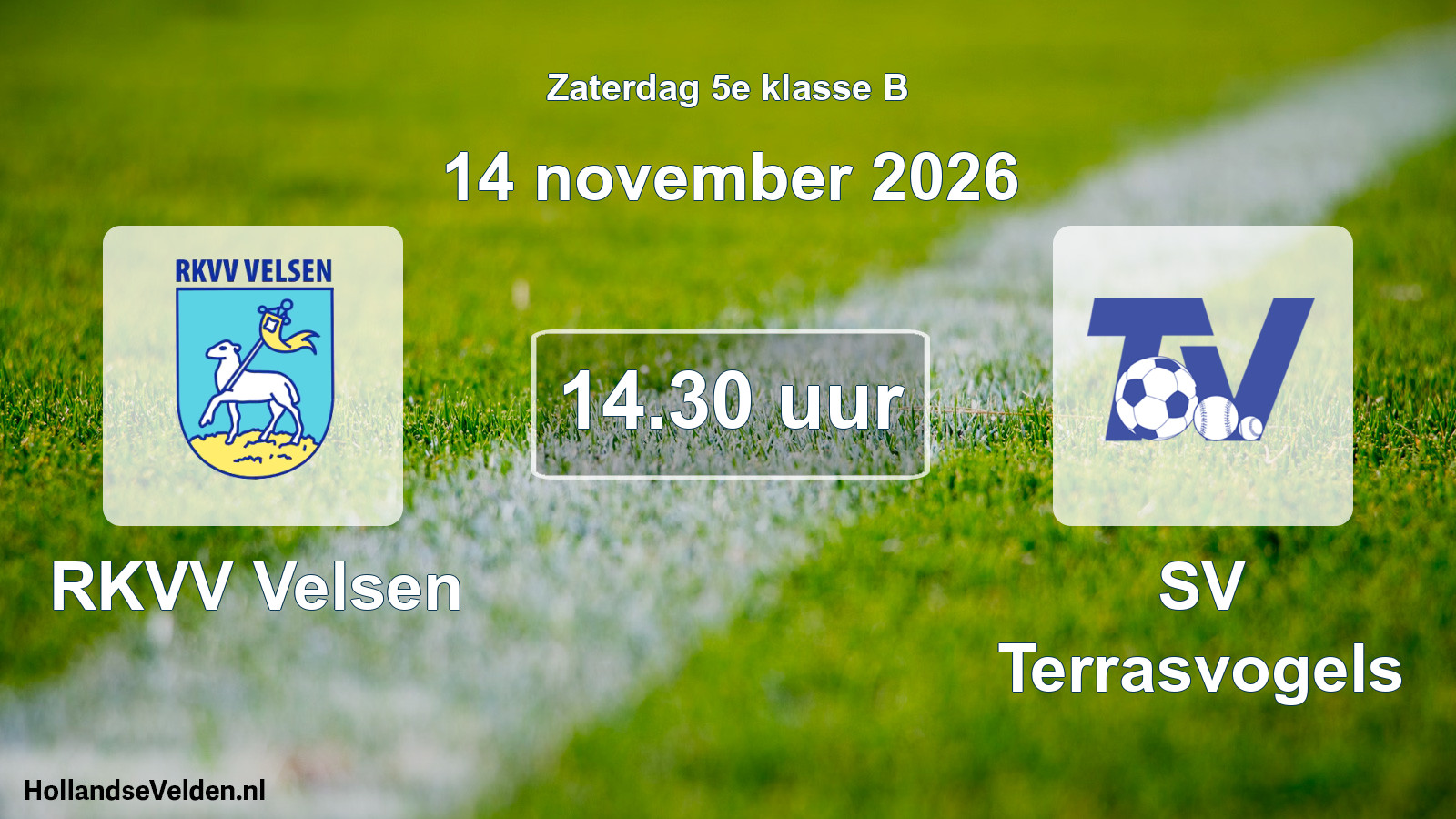 Geplande wedstrijd: RKVV Velsen - SV Terrasvogels (14 november 2026)