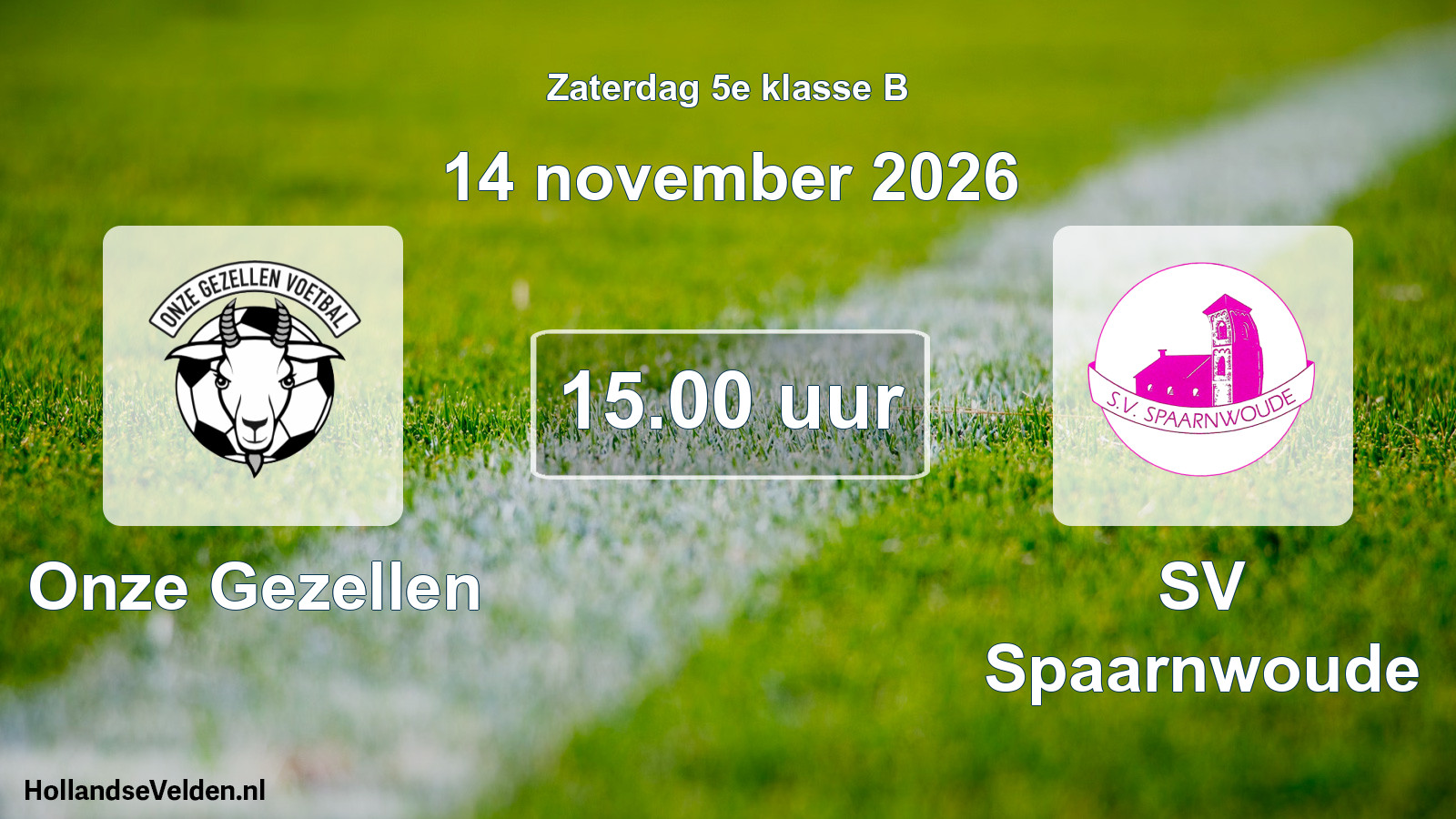 Geplande wedstrijd: Onze Gezellen - SV Spaarnwoude (14 november 2026)