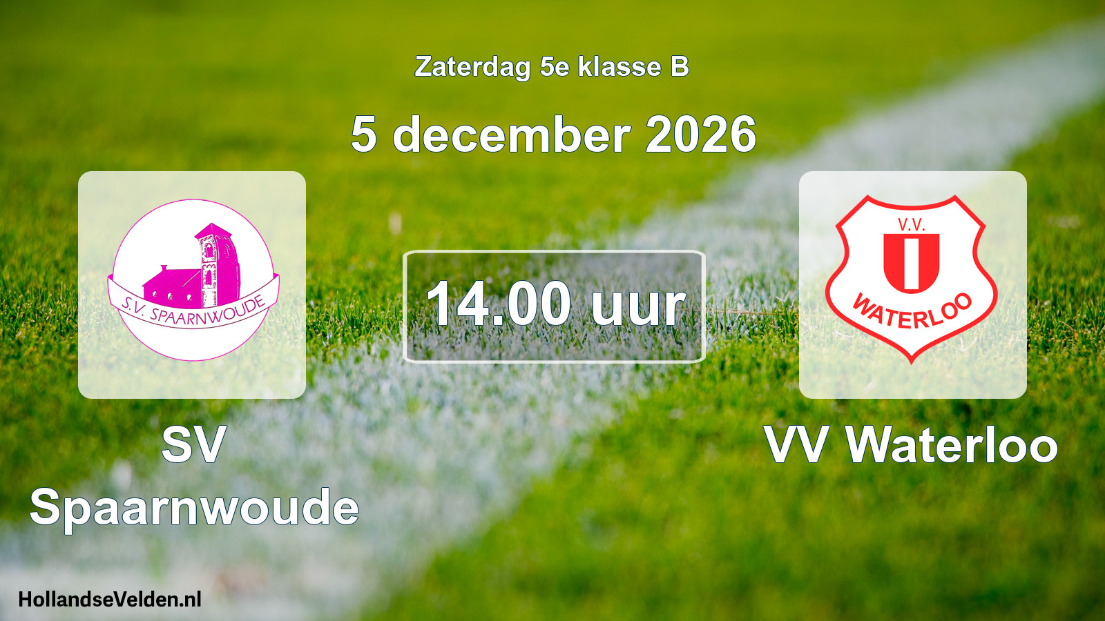 Geplande wedstrijd: SV Spaarnwoude - VV Waterloo (5 december 2026)