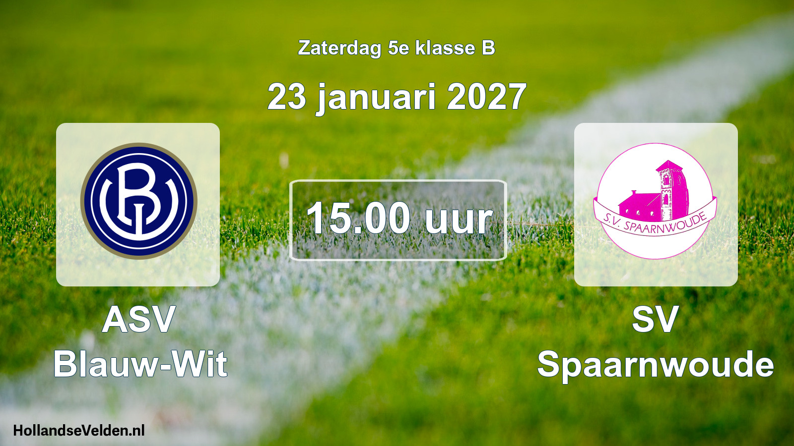 Geplande wedstrijd: ASV Blauw-Wit - SV Spaarnwoude (23 januari 2027)
