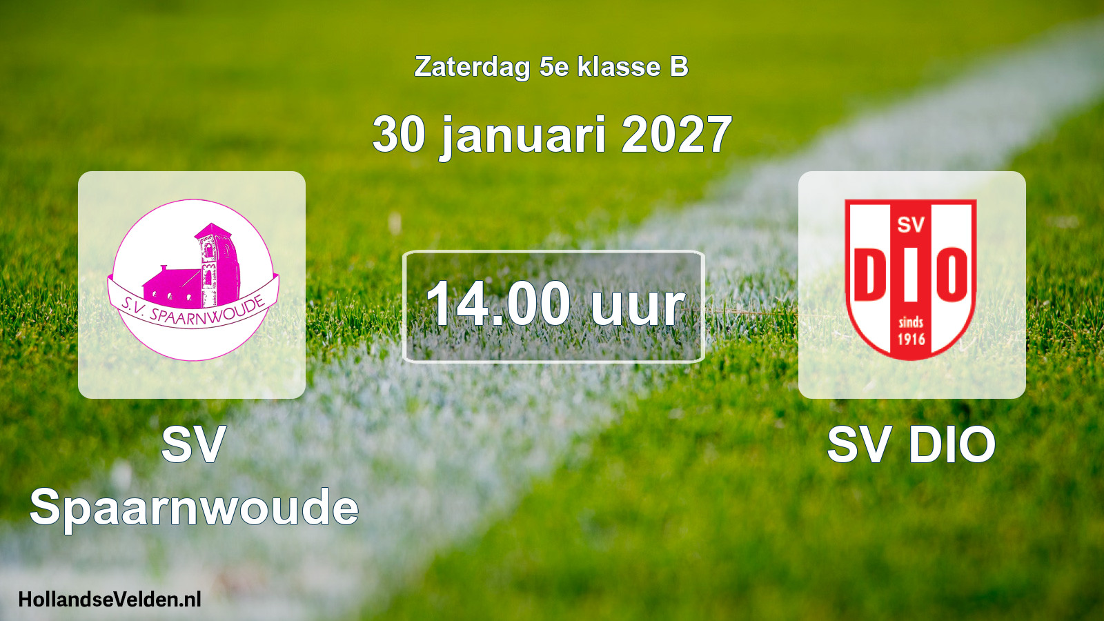 Geplande wedstrijd: SV Spaarnwoude - SV DIO (30 januari 2027)