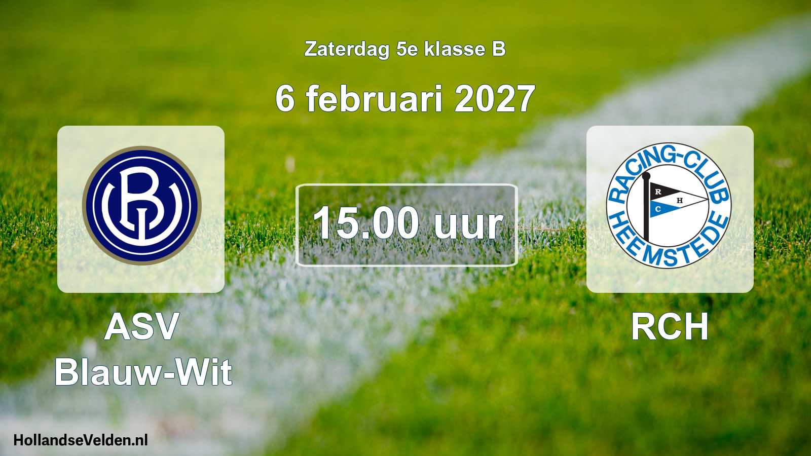 Geplande wedstrijd: ASV Blauw-Wit - RCH (6 februari 2027)