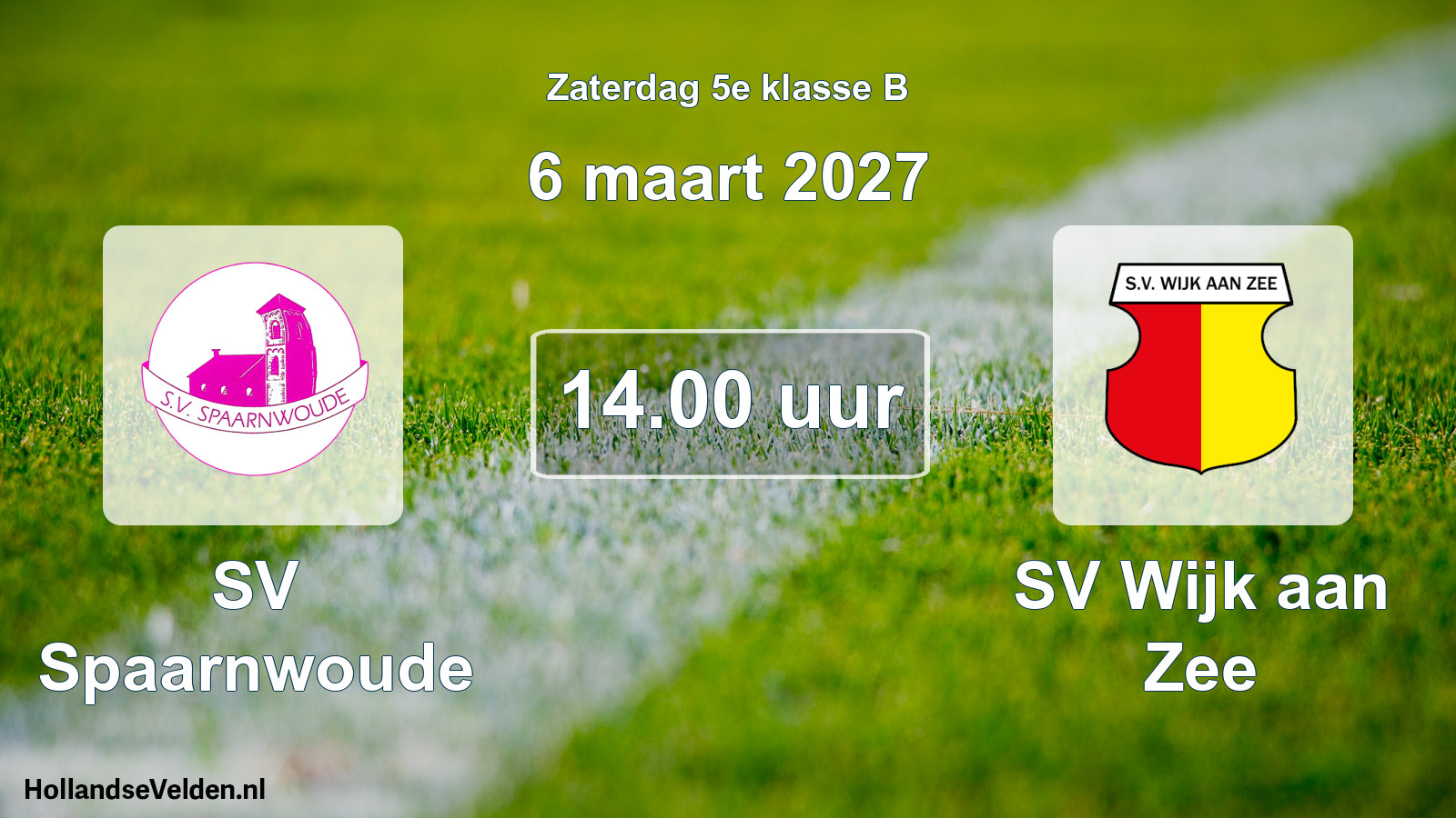 Geplande wedstrijd: SV Spaarnwoude - SV Wijk aan Zee (6 maart 2027)