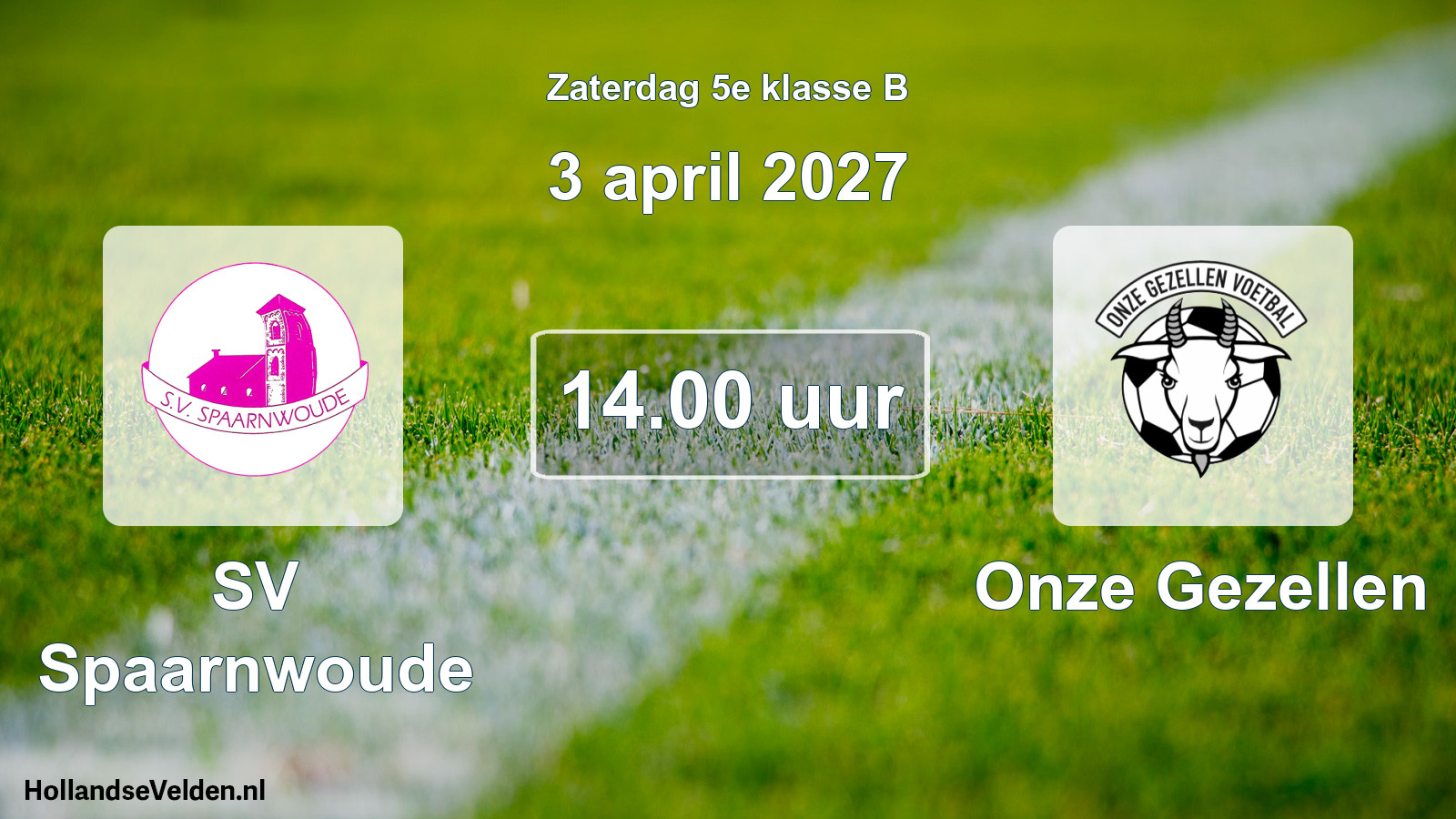 Geplande wedstrijd: SV Spaarnwoude - Onze Gezellen (3 april 2027)