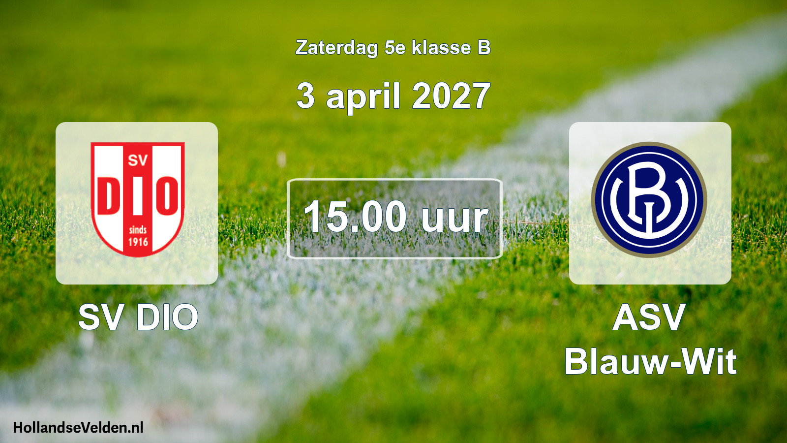 Geplande wedstrijd: SV DIO - ASV Blauw-Wit (3 april 2027)