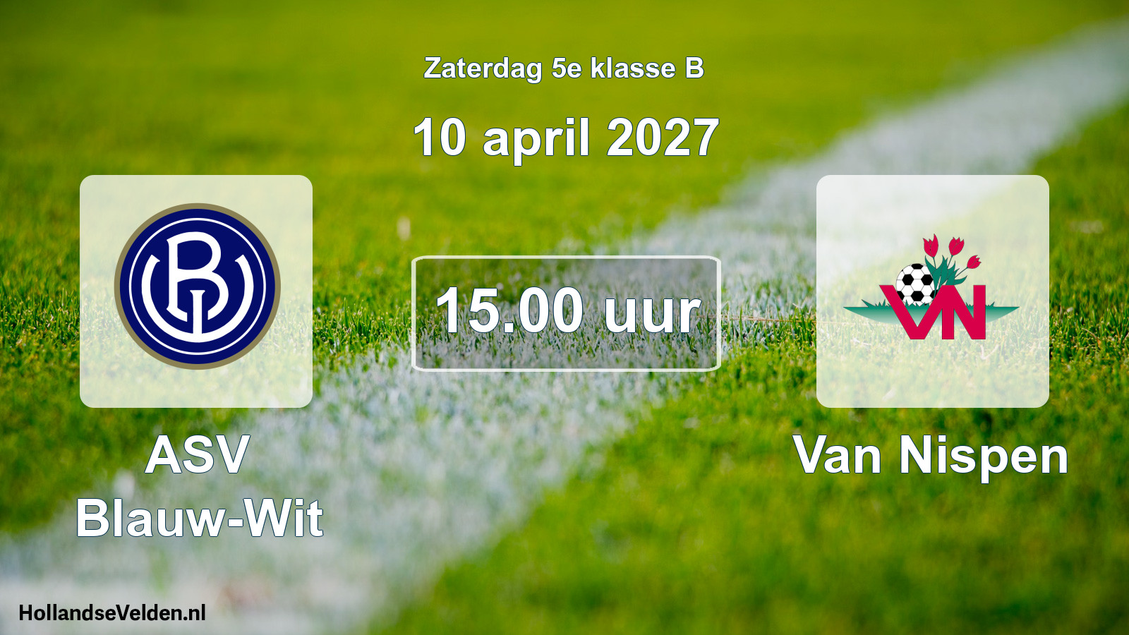 Geplande wedstrijd: ASV Blauw-Wit - Van Nispen (10 april 2027)