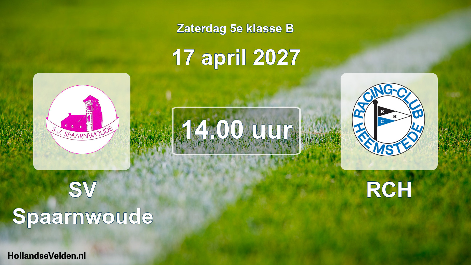 Geplande wedstrijd: SV Spaarnwoude - RCH (17 april 2027)