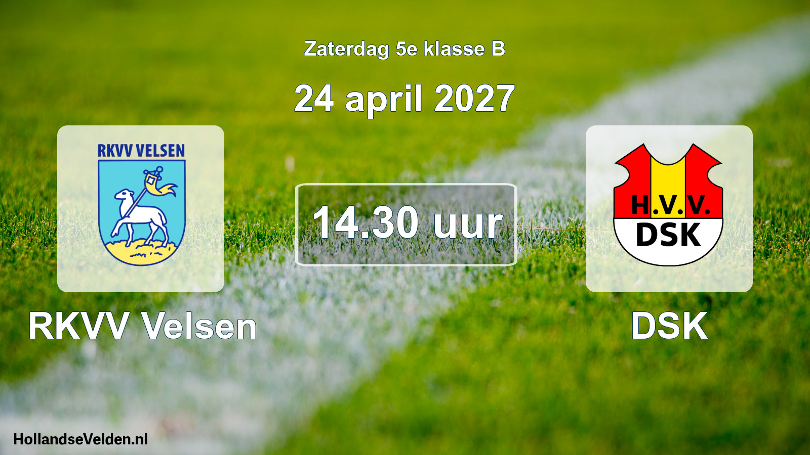 Geplande wedstrijd: RKVV Velsen - DSK (24 april 2027)