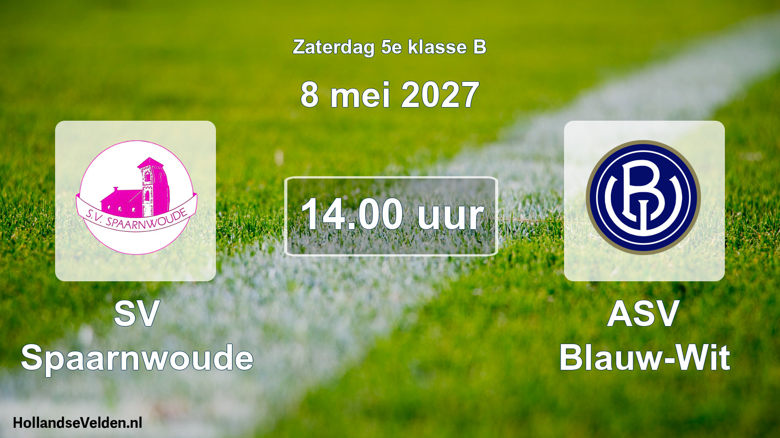 Geplande wedstrijd: SV Spaarnwoude - ASV Blauw-Wit (8 mei 2027)