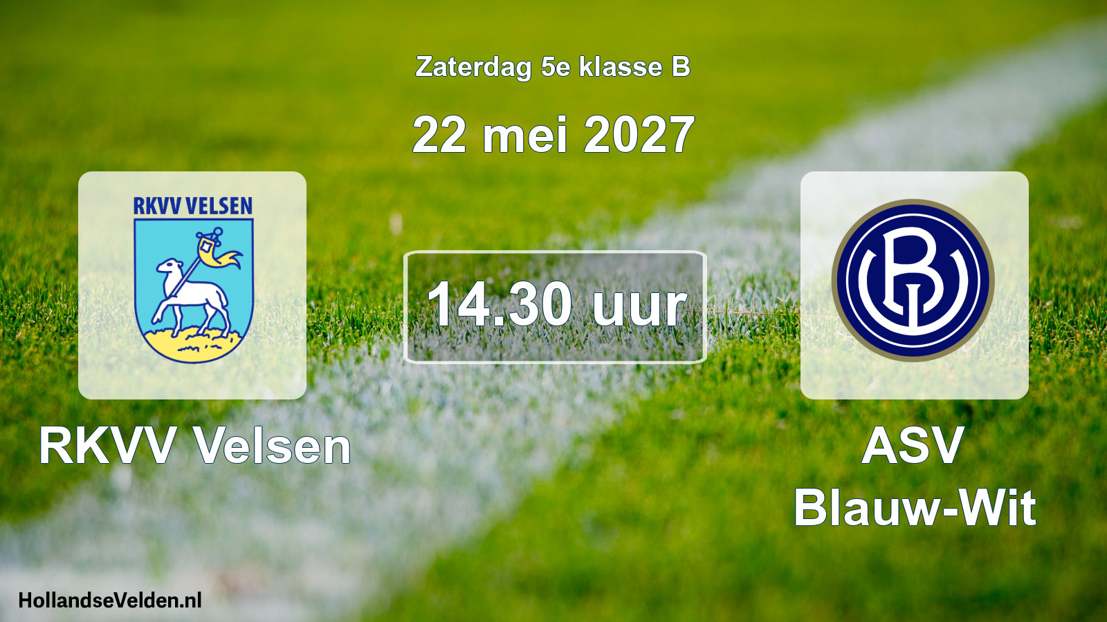 Geplande wedstrijd: RKVV Velsen - ASV Blauw-Wit (22 mei 2027)