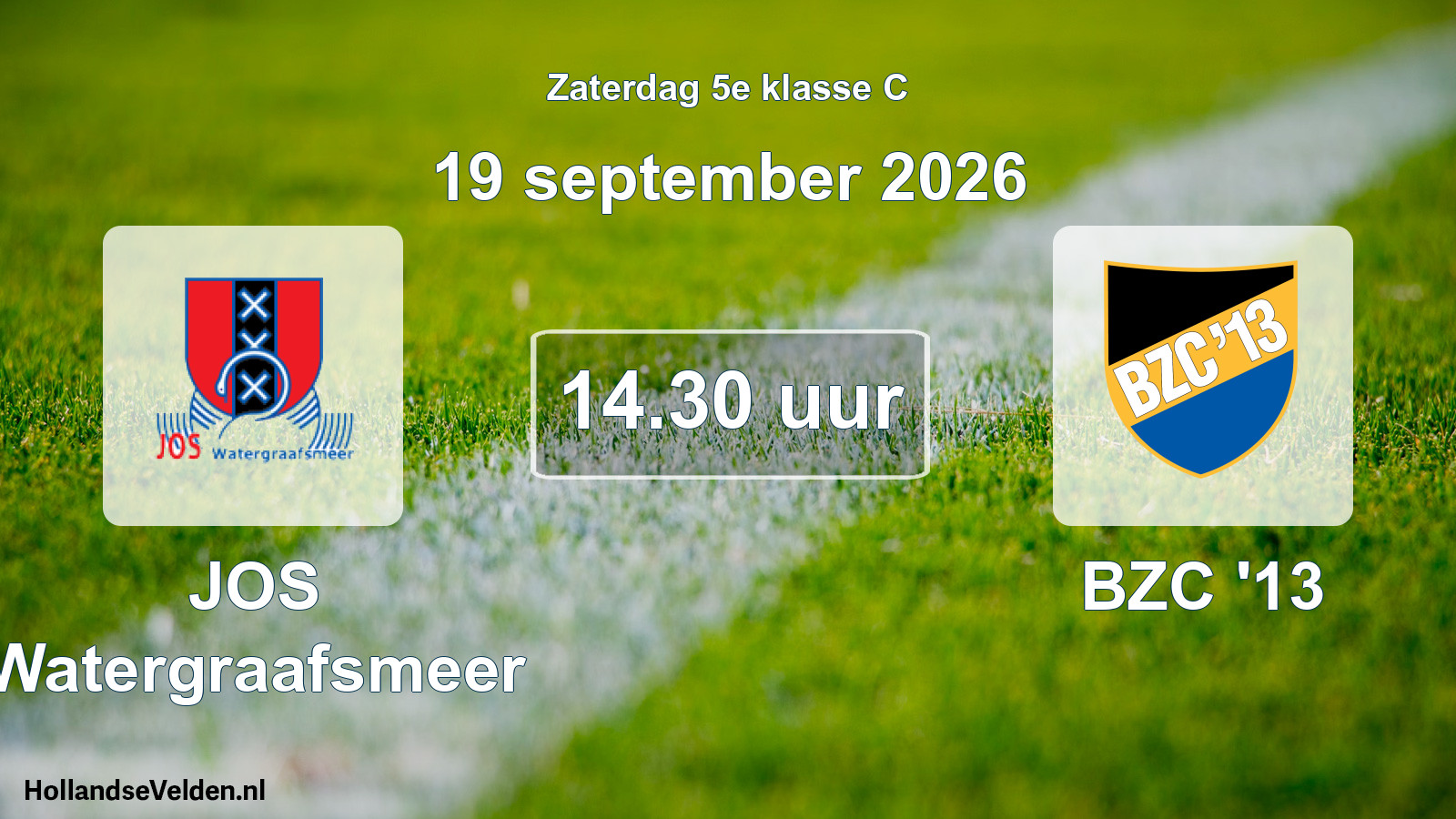 Geplande wedstrijd: JOS Watergraafsmeer - BZC '13 (19 september 2026)