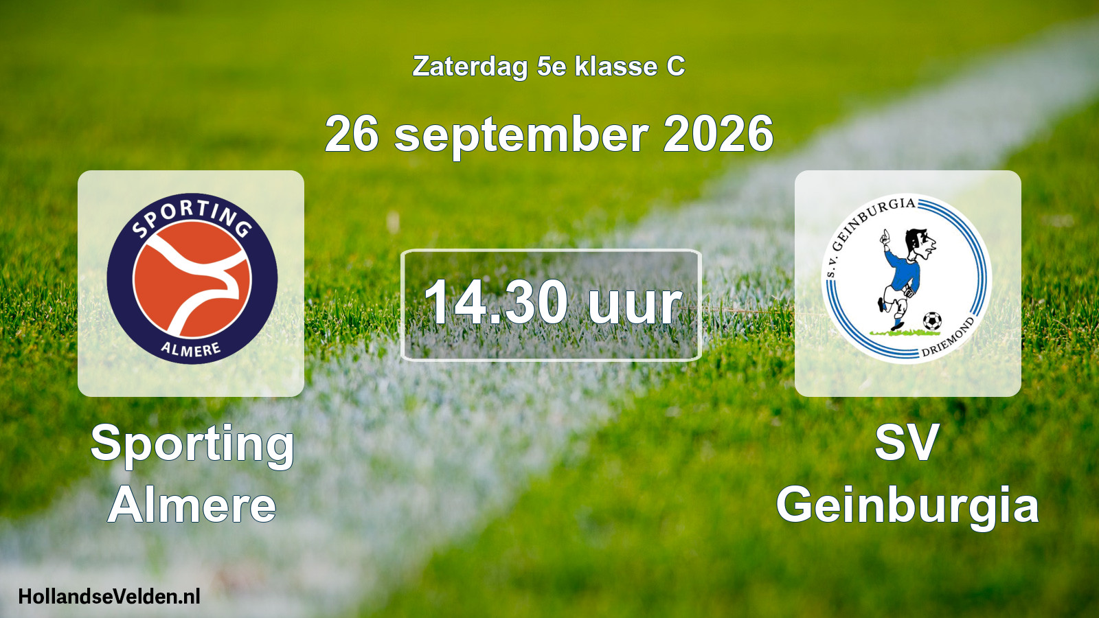 Geplande wedstrijd: Sporting Almere - SV Geinburgia (26 september 2026)