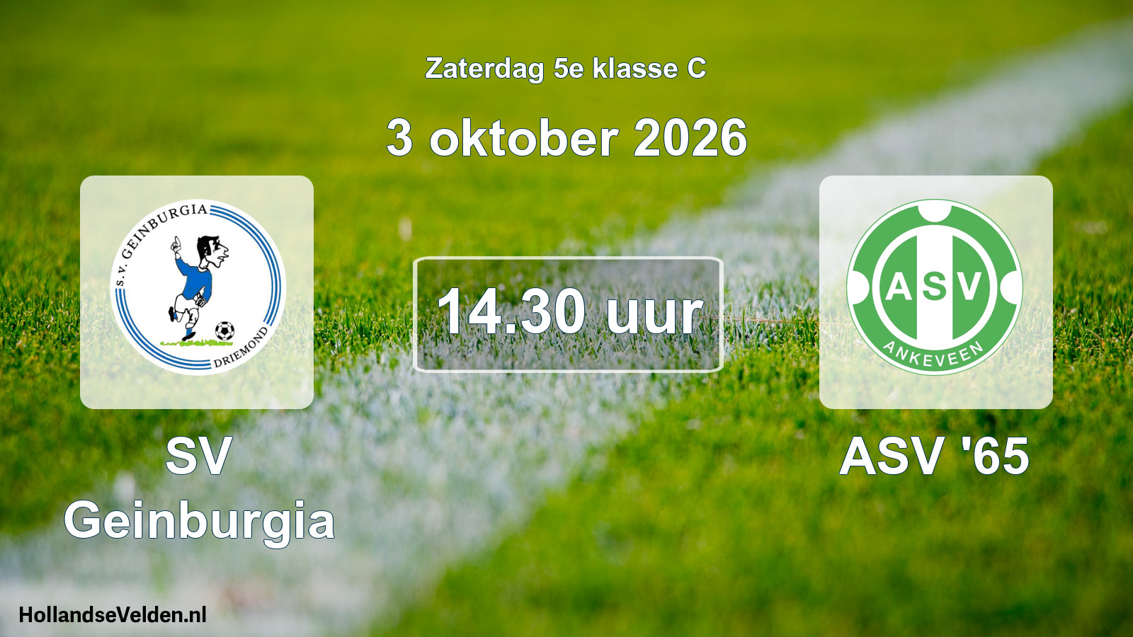 Geplande wedstrijd: SV Geinburgia - ASV '65 (3 oktober 2026)