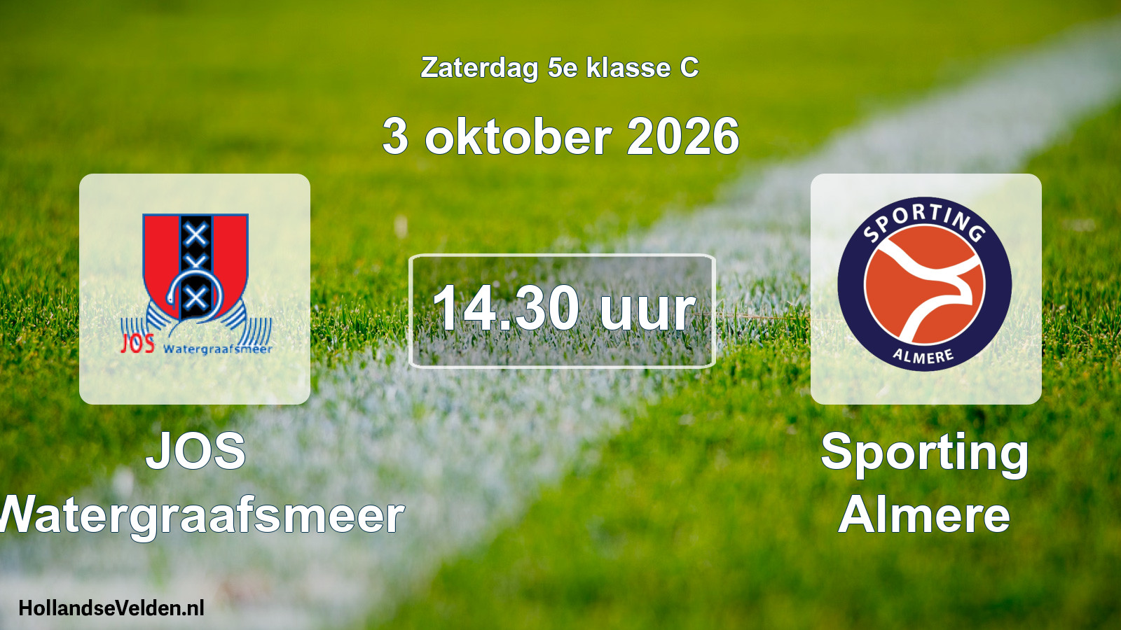 Geplande wedstrijd: JOS Watergraafsmeer - Sporting Almere (3 oktober 2026)