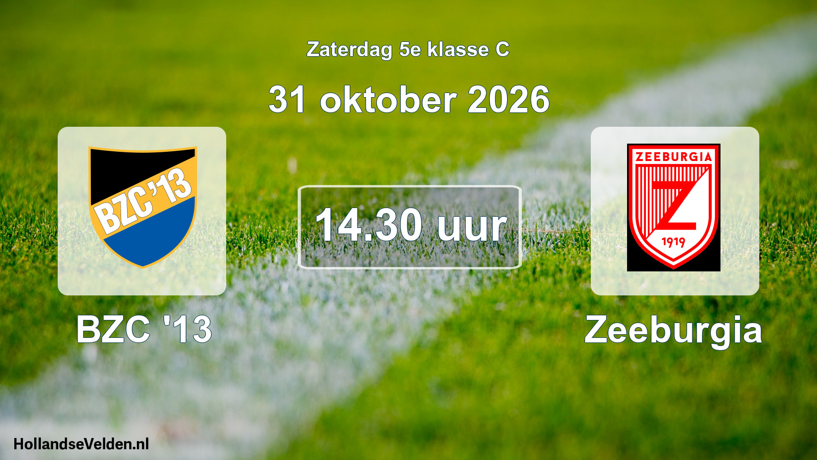 Geplande wedstrijd: BZC '13 - Zeeburgia (31 oktober 2026)