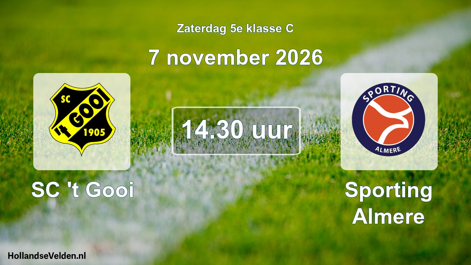 Geplande wedstrijd: SC 't Gooi - Sporting Almere (7 november 2026)