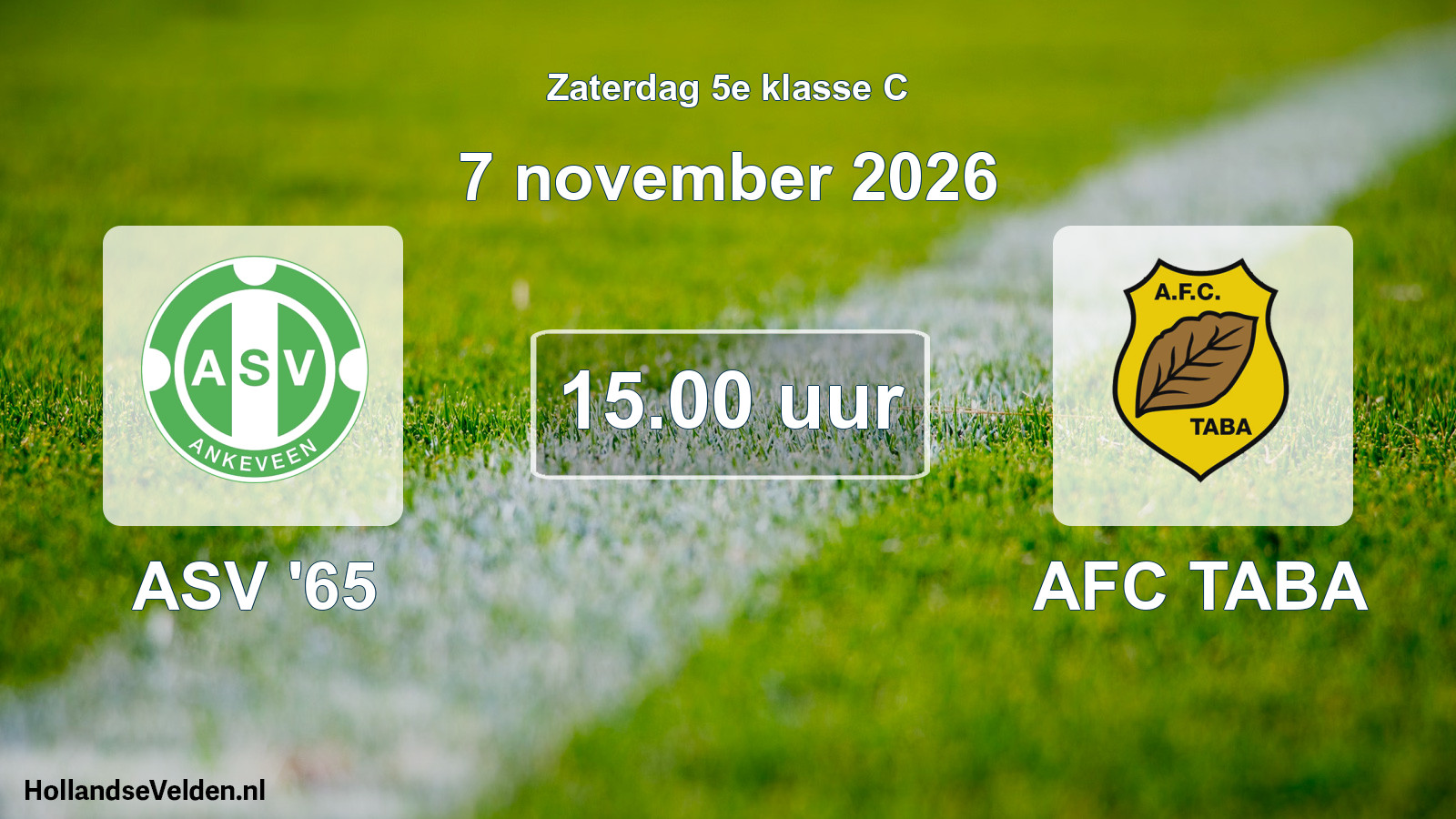 Geplande wedstrijd: ASV '65 - AFC TABA (7 november 2026)