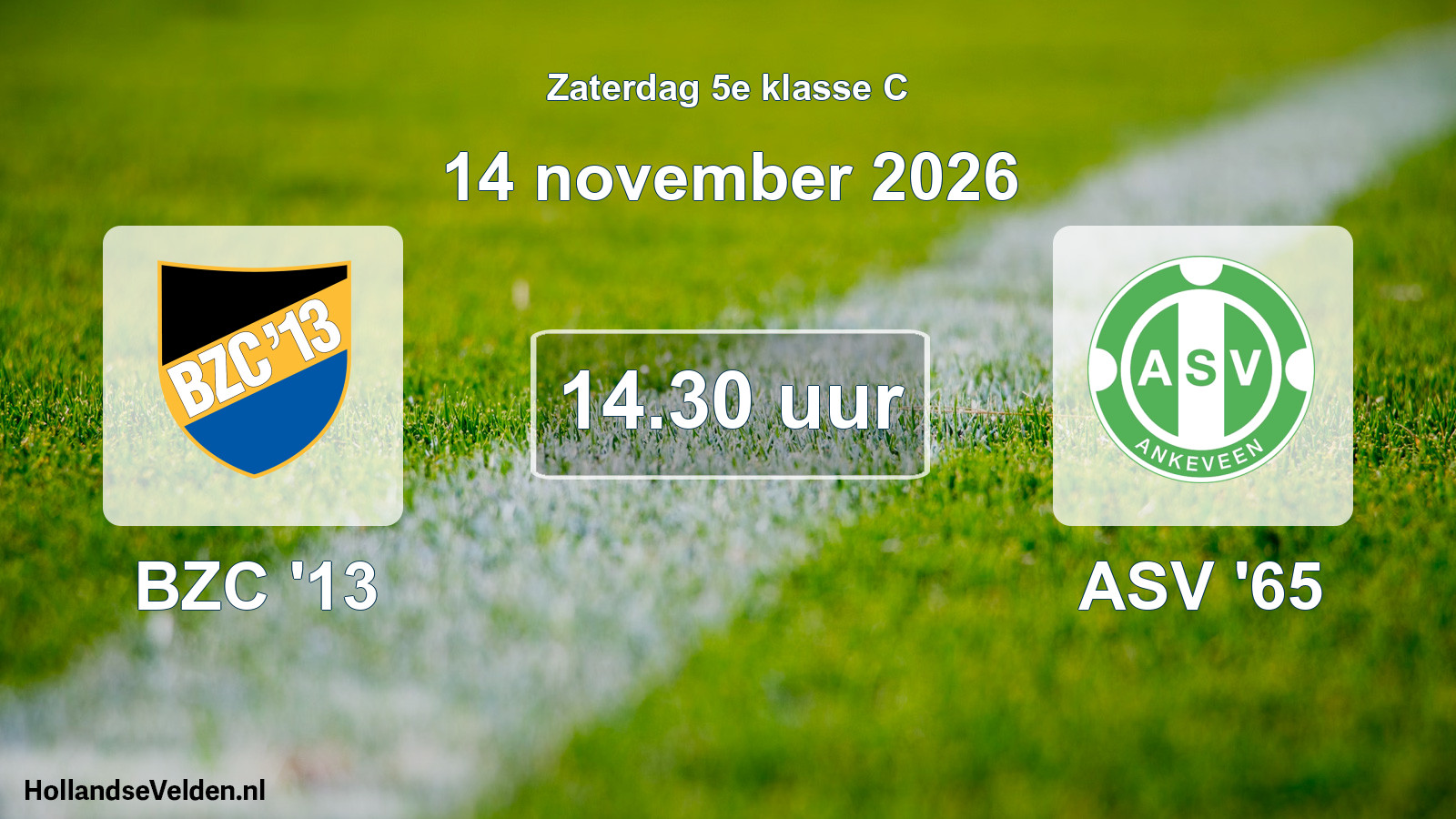 Geplande wedstrijd: BZC '13 - ASV '65 (14 november 2026)