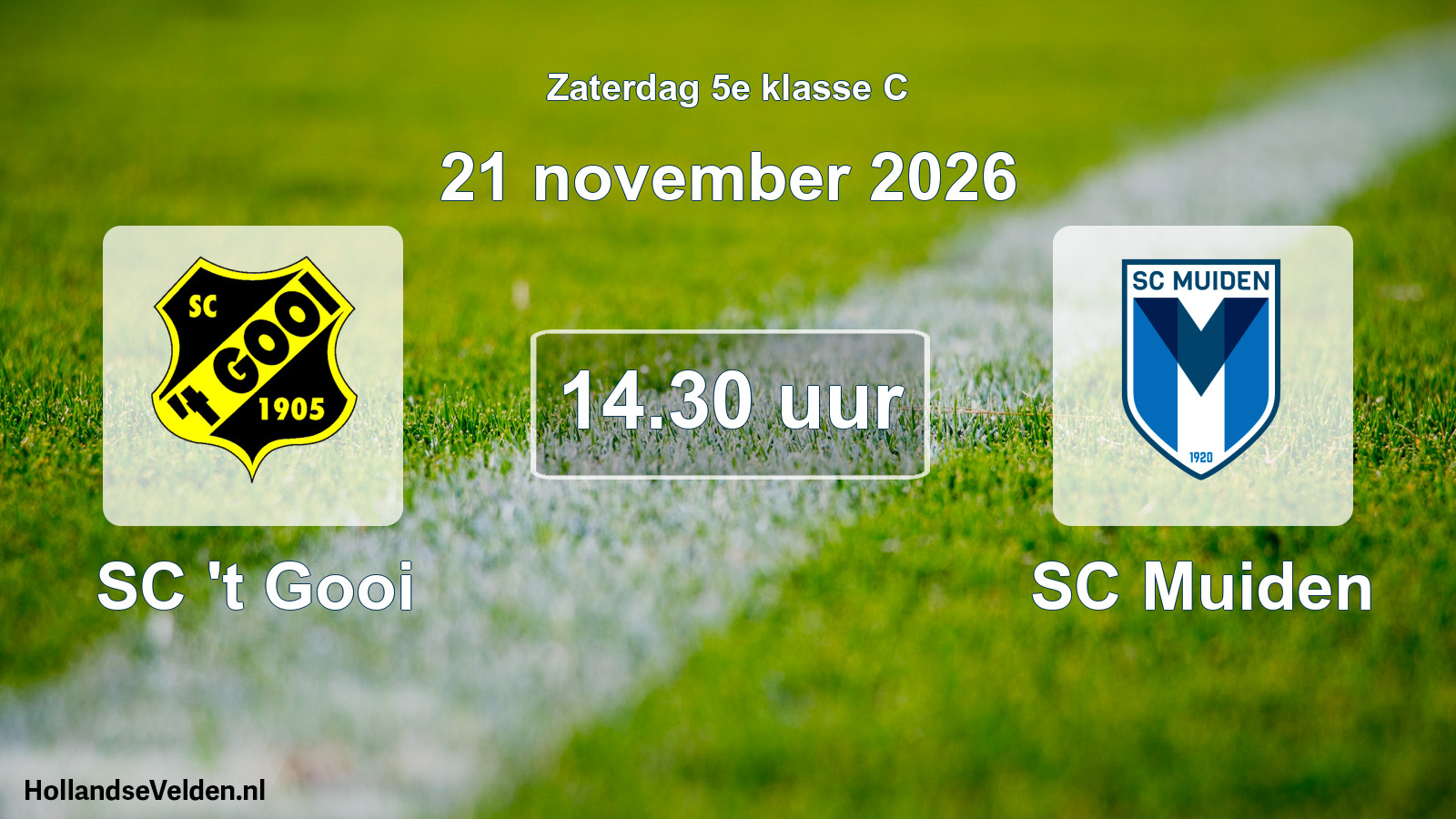 Geplande wedstrijd: SC 't Gooi - SC Muiden (21 november 2026)