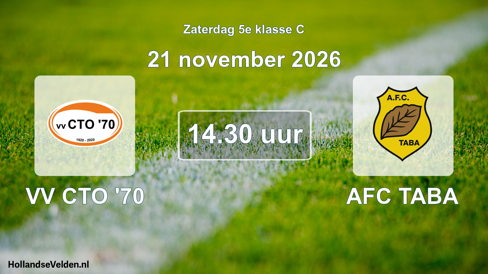 Geplande wedstrijd: VV CTO '70 - AFC TABA (21 november 2026)