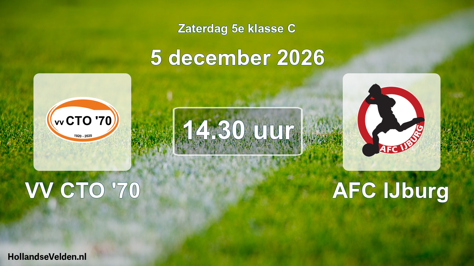 Geplande wedstrijd: VV CTO '70 - AFC IJburg (5 december 2026)