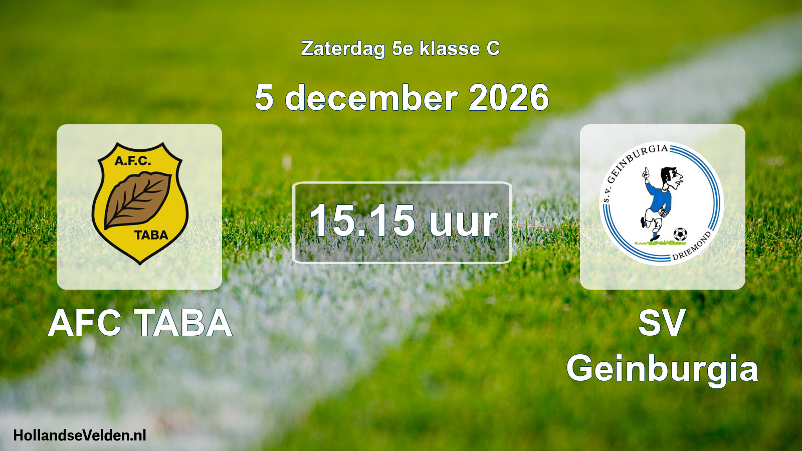 Geplande wedstrijd: AFC TABA - SV Geinburgia (5 december 2026)