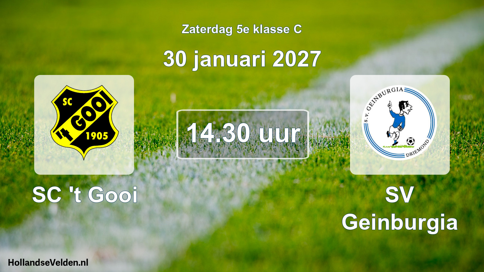 Geplande wedstrijd: SC 't Gooi - SV Geinburgia (30 januari 2027)