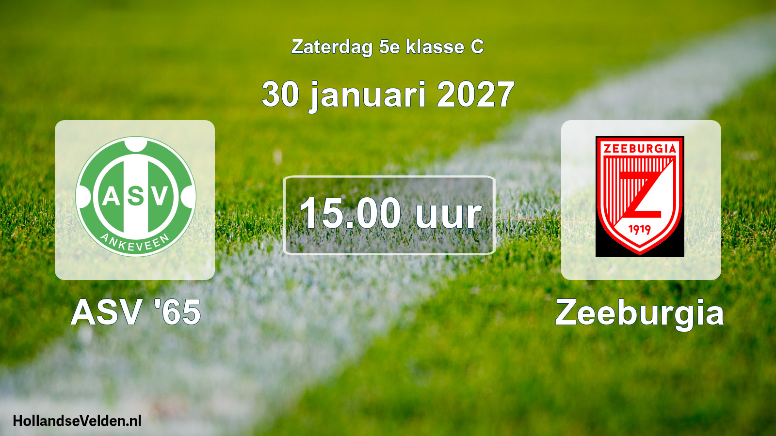 Geplande wedstrijd: ASV '65 - Zeeburgia (30 januari 2027)