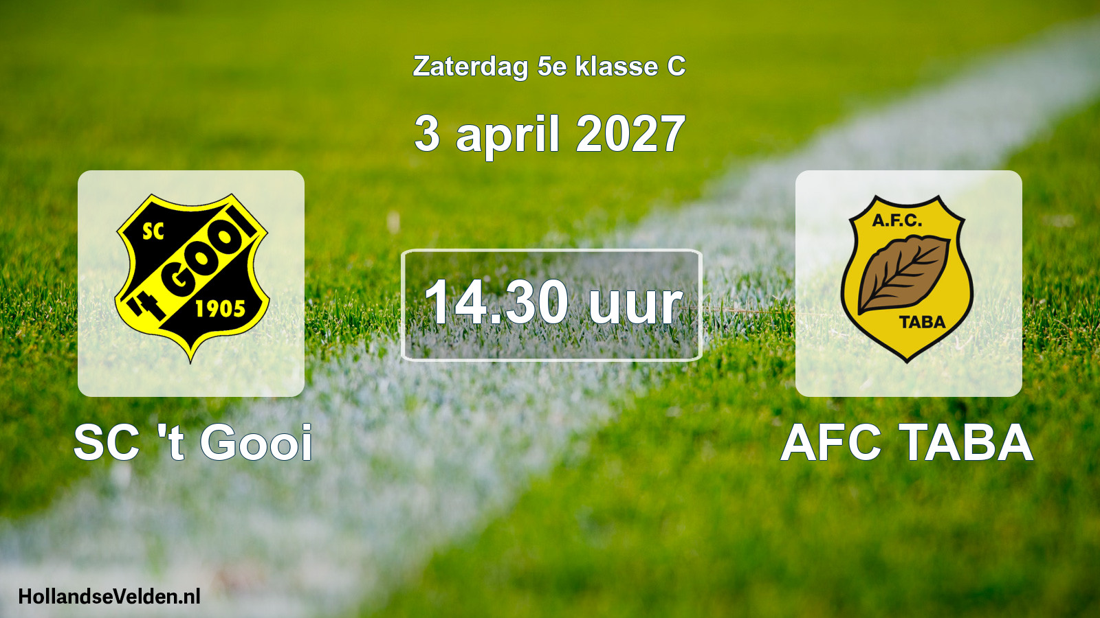 Geplande wedstrijd: SC 't Gooi - AFC TABA (3 april 2027)