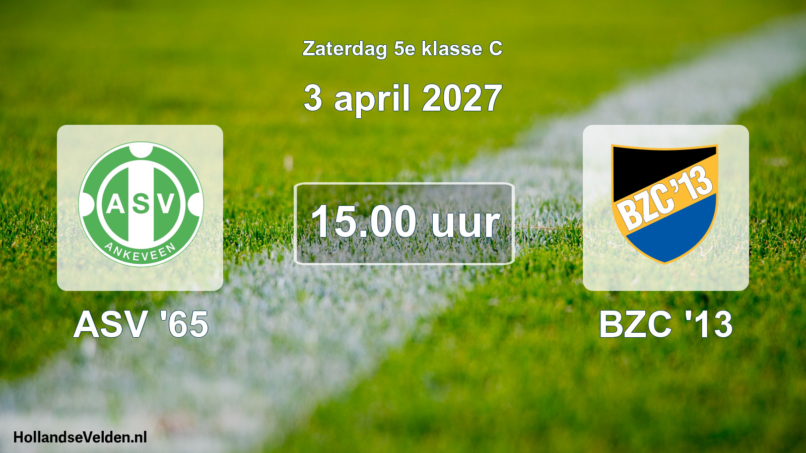 Geplande wedstrijd: ASV '65 - BZC '13 (3 april 2027)