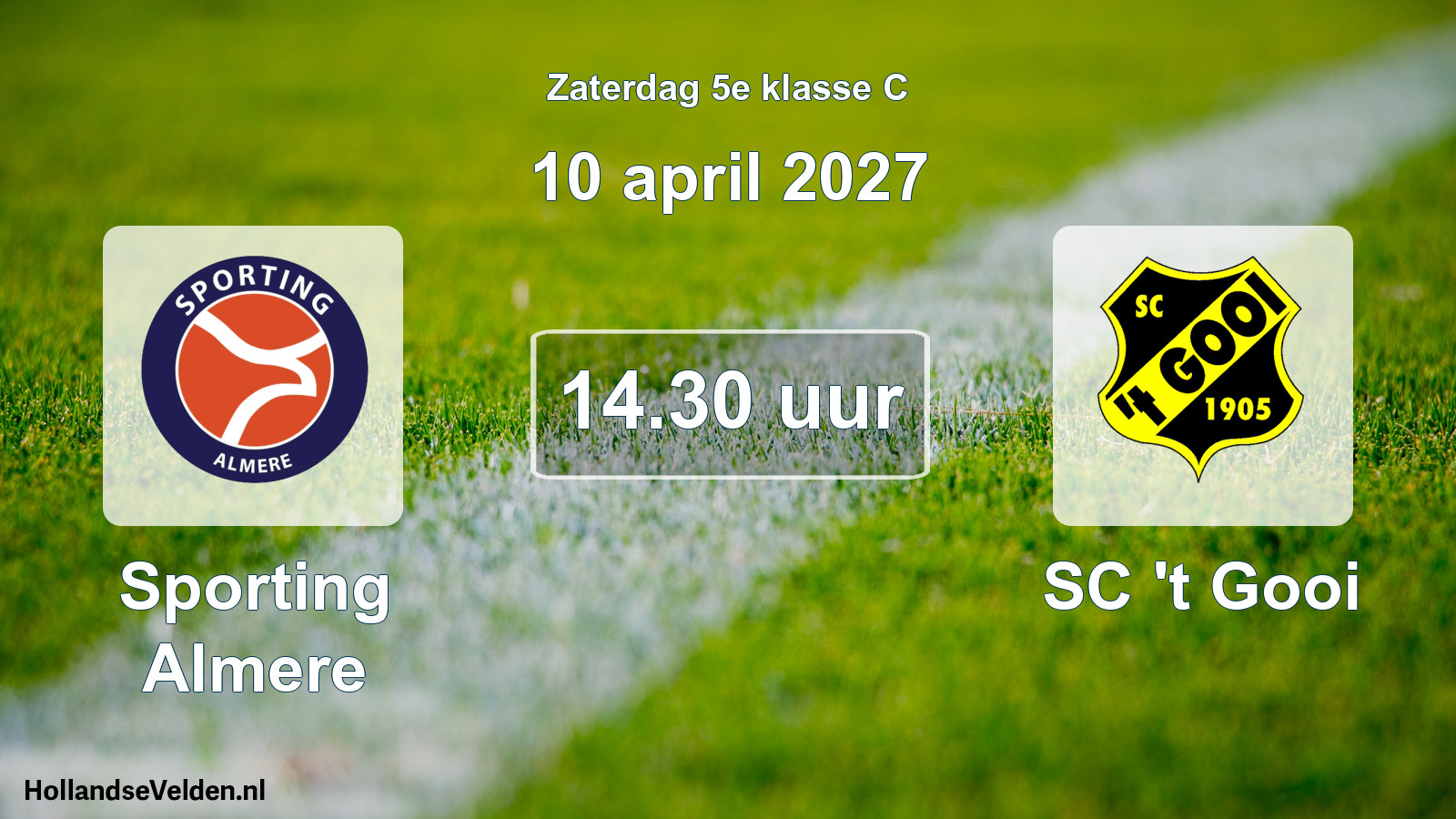 Geplande wedstrijd: Sporting Almere - SC 't Gooi (10 april 2027)