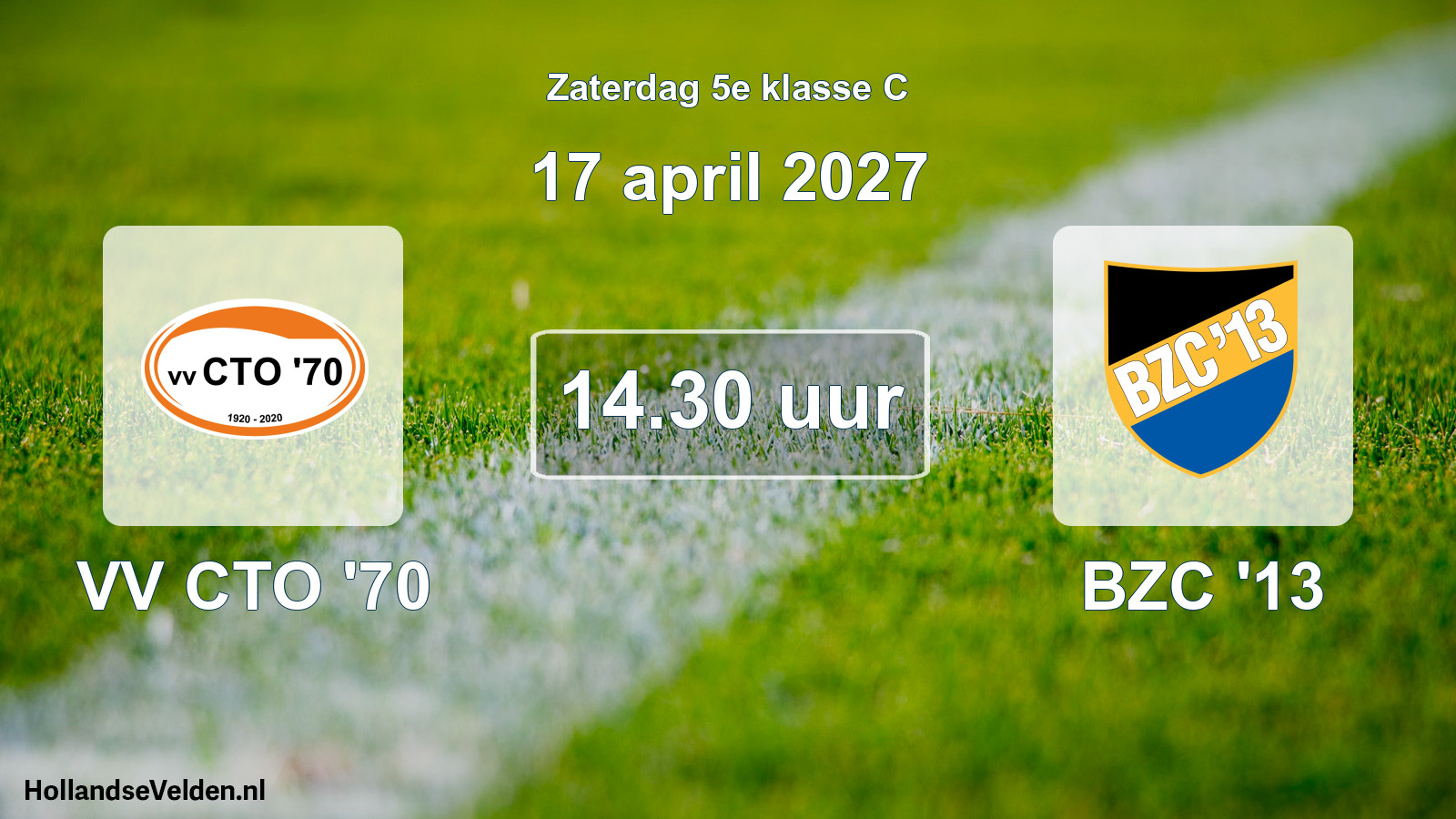 Geplande wedstrijd: VV CTO '70 - BZC '13 (17 april 2027)