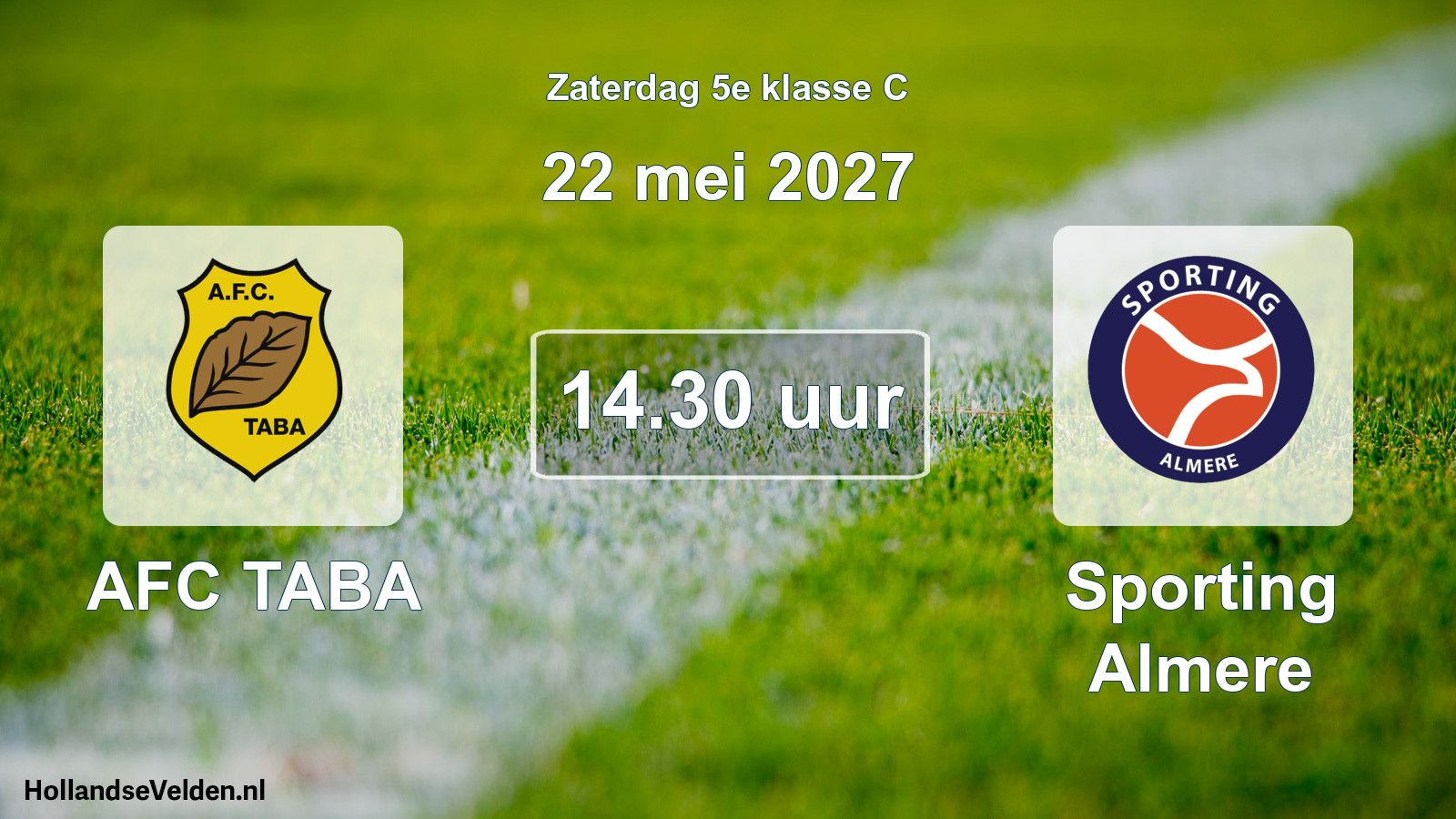 Geplande wedstrijd: AFC TABA - Sporting Almere (22 mei 2027)