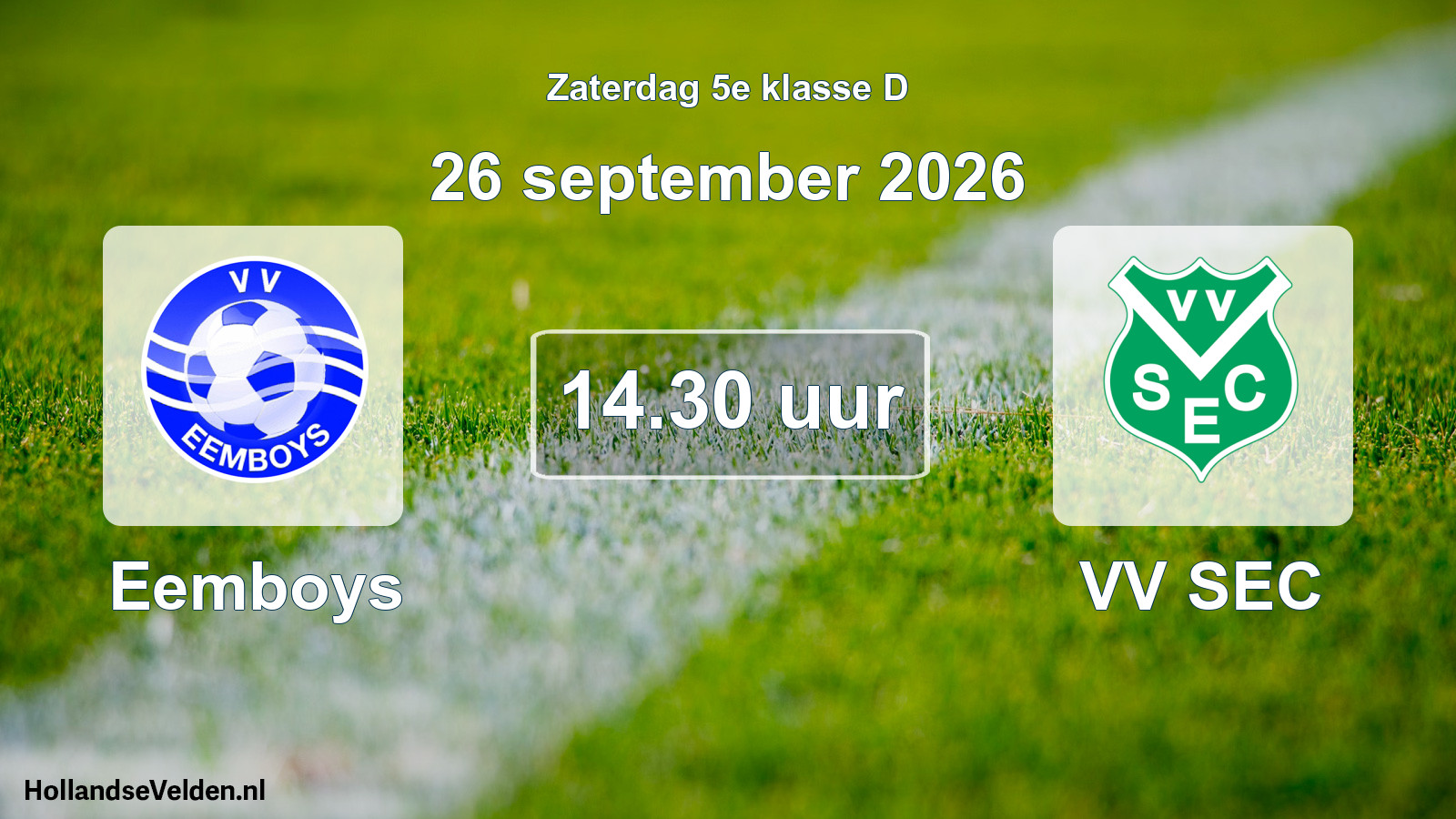 Scheduled Match: Eemboys - VV SEC (26 September 2026)