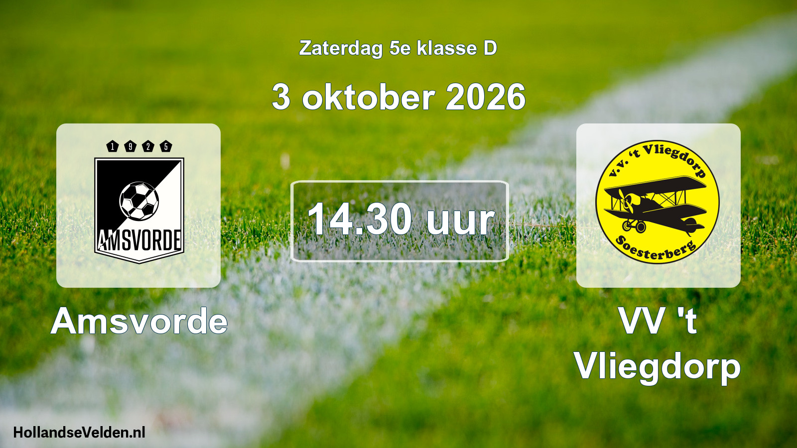 Geplande wedstrijd: Amsvorde - VV 't Vliegdorp (3 oktober 2026)