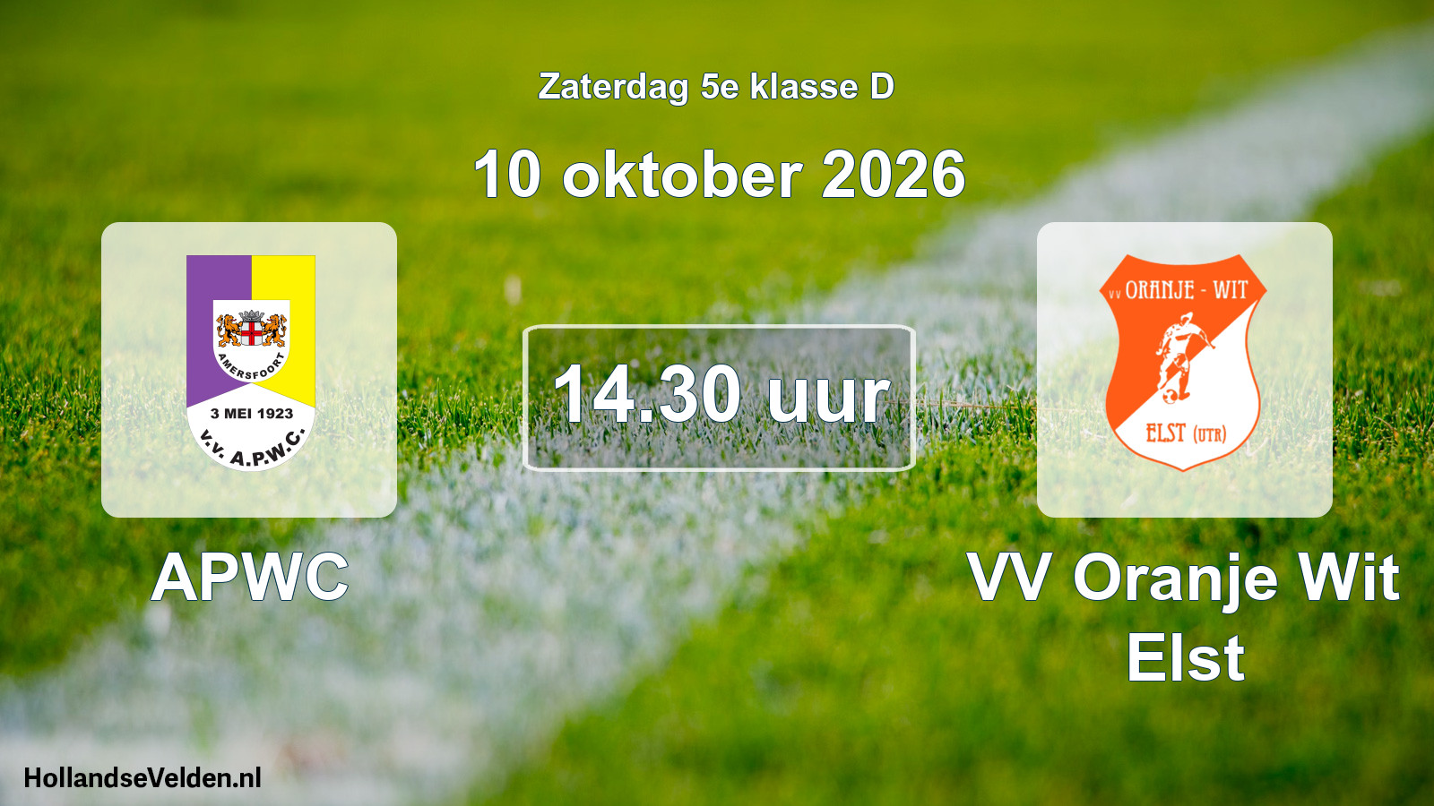 Geplande wedstrijd: APWC - VV Oranje Wit Elst (10 oktober 2026)