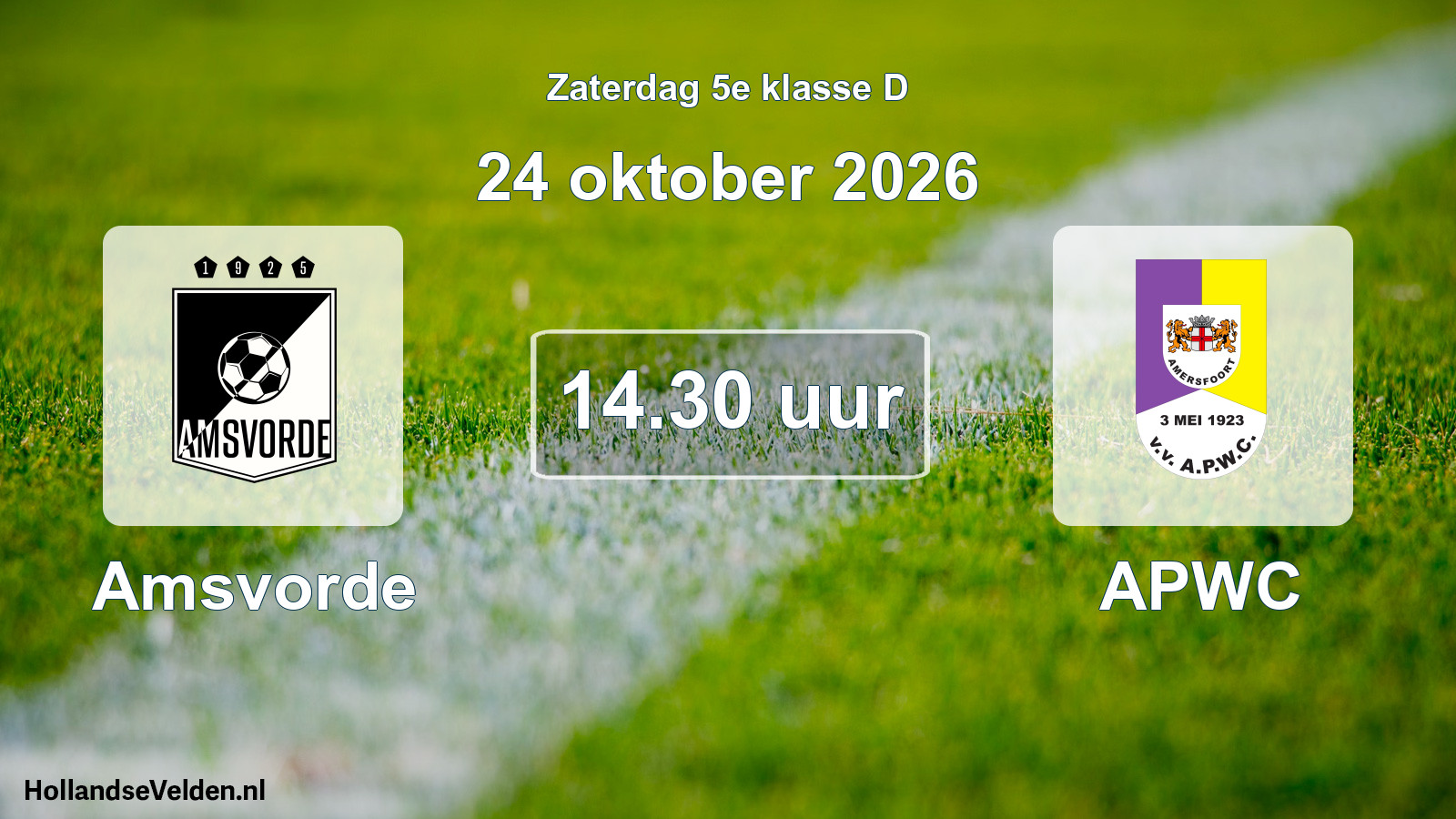 Geplande wedstrijd: Amsvorde - APWC (24 oktober 2026)