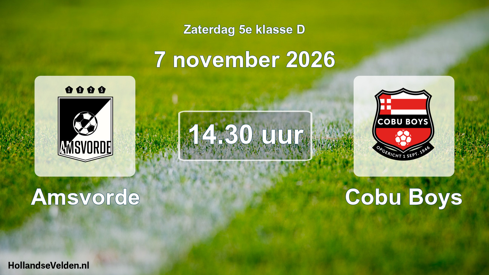 Geplande wedstrijd: Amsvorde - Cobu Boys (7 november 2026)