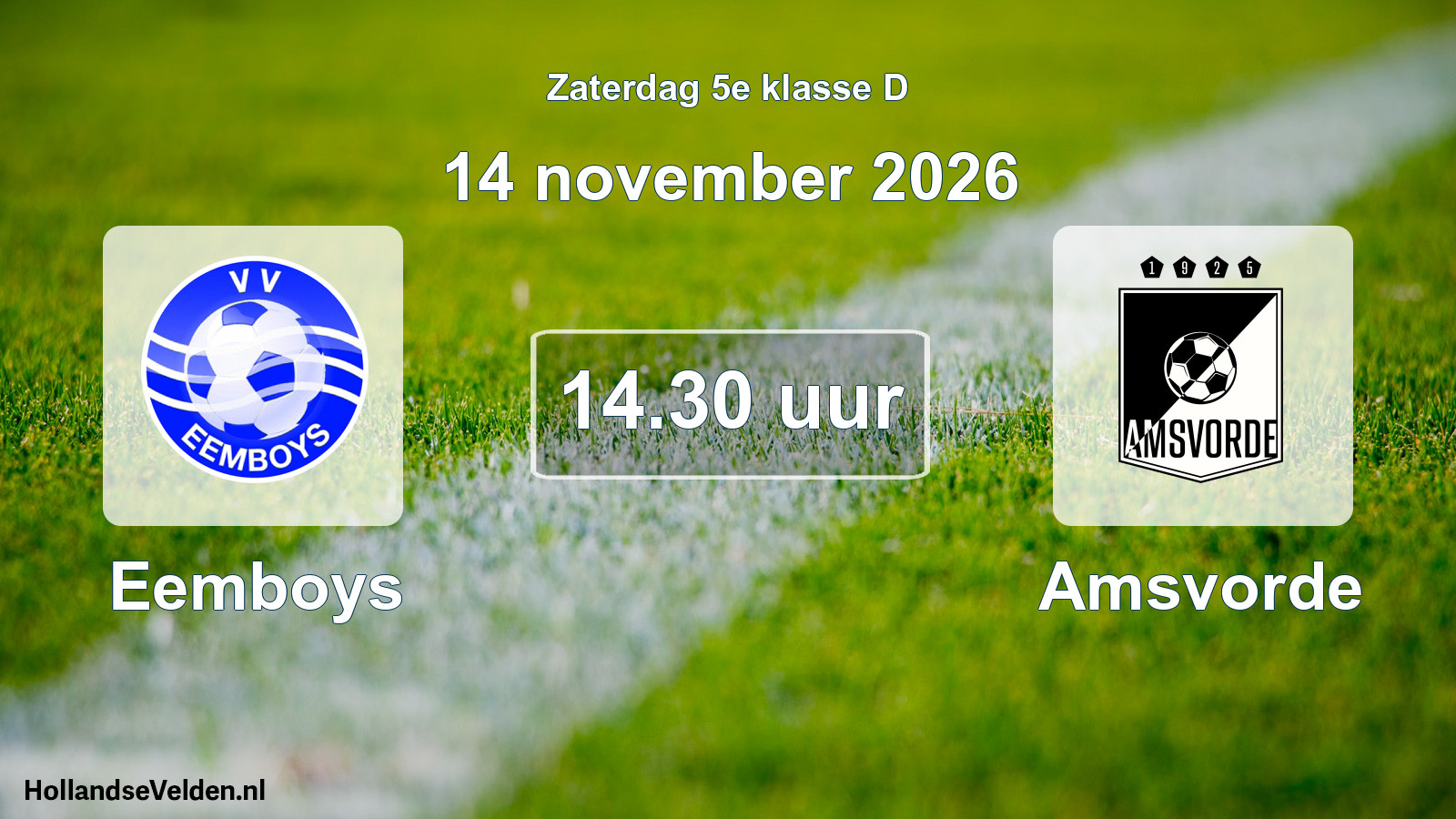 Geplande wedstrijd: Eemboys - Amsvorde (14 november 2026)
