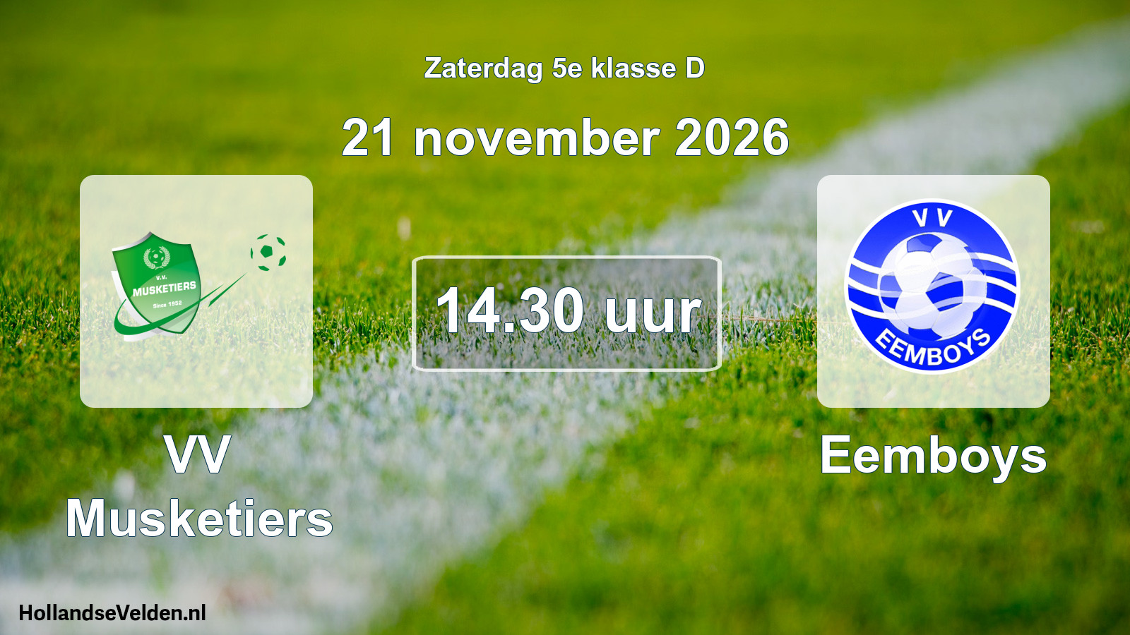 Geplande wedstrijd: VV Musketiers - Eemboys (21 november 2026)